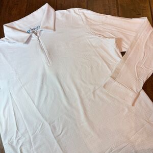 IBKUL White Mock Neck Mesh Long Sleeve Quarter Zip size Large Activewear